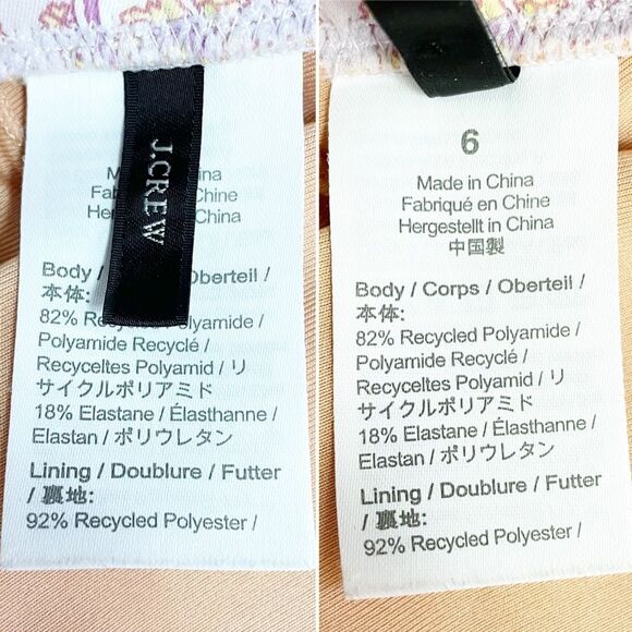 J. Crew Eco Plunge V-Neck One Piece Swimsuit Pink Beach Paisley Size 6 Tie Back - Picture 12 of 15